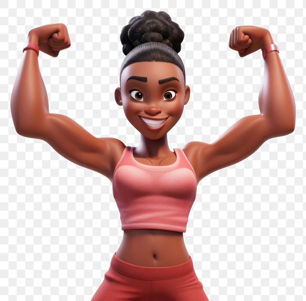 PNG Cartoon transparent background flexing muscles weightlifting. AI generated Image by rawpixel.