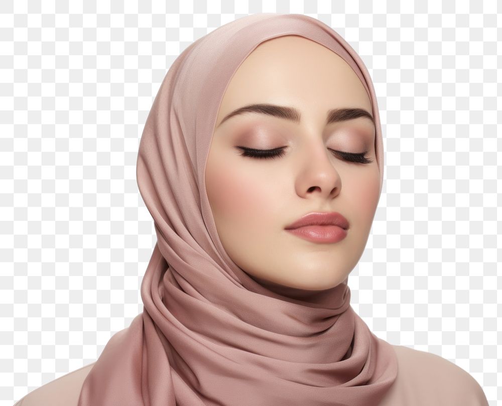 PNG Lipstick portrait adult hijab. AI generated Image by rawpixel.