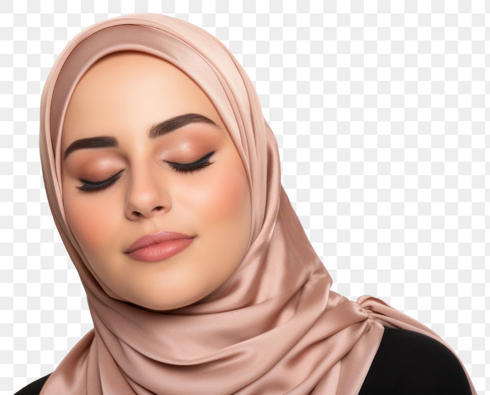 PNG Cosmetics lipstick portrait hijab. AI generated Image by rawpixel.