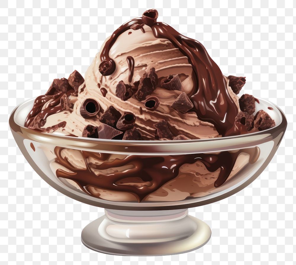 PNG Cream chocolate dessert sundae. AI generated Image by rawpixel.