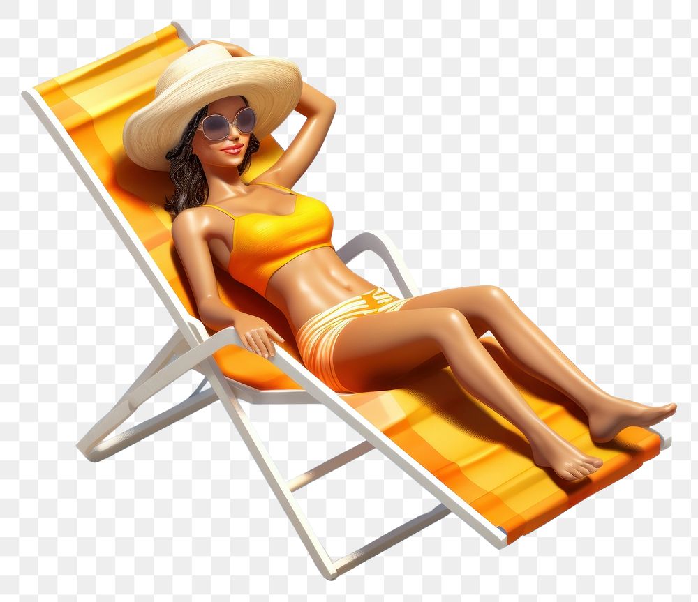 PNG Sunbathing furniture swimwear cartoon. AI generated Image by rawpixel.