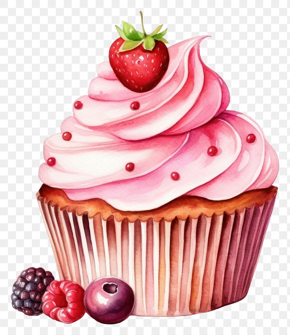 PNG Raspberry dessert cupcake fruit. AI generated Image by rawpixel.