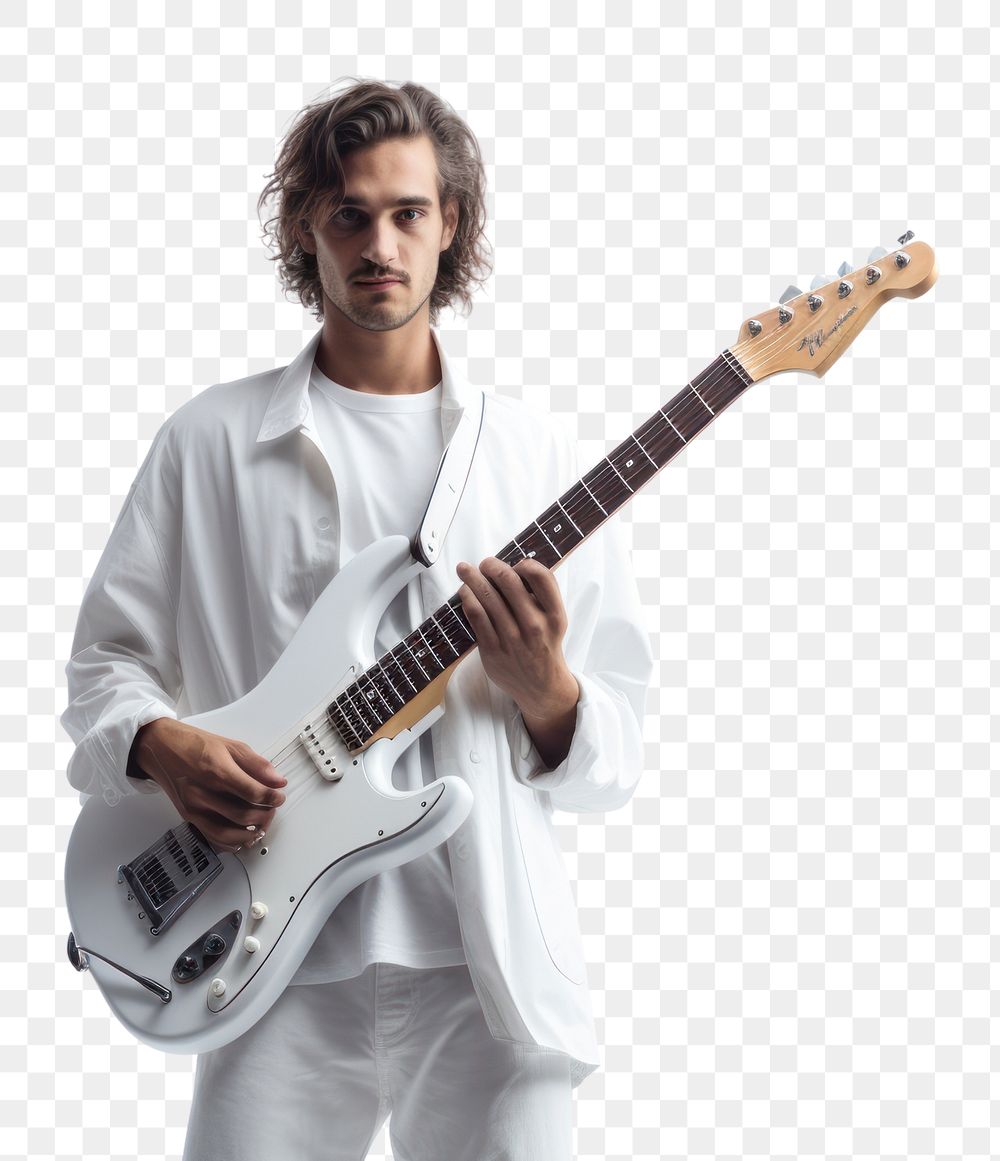 PNG Musician standing guitar adult. AI generated Image by rawpixel.