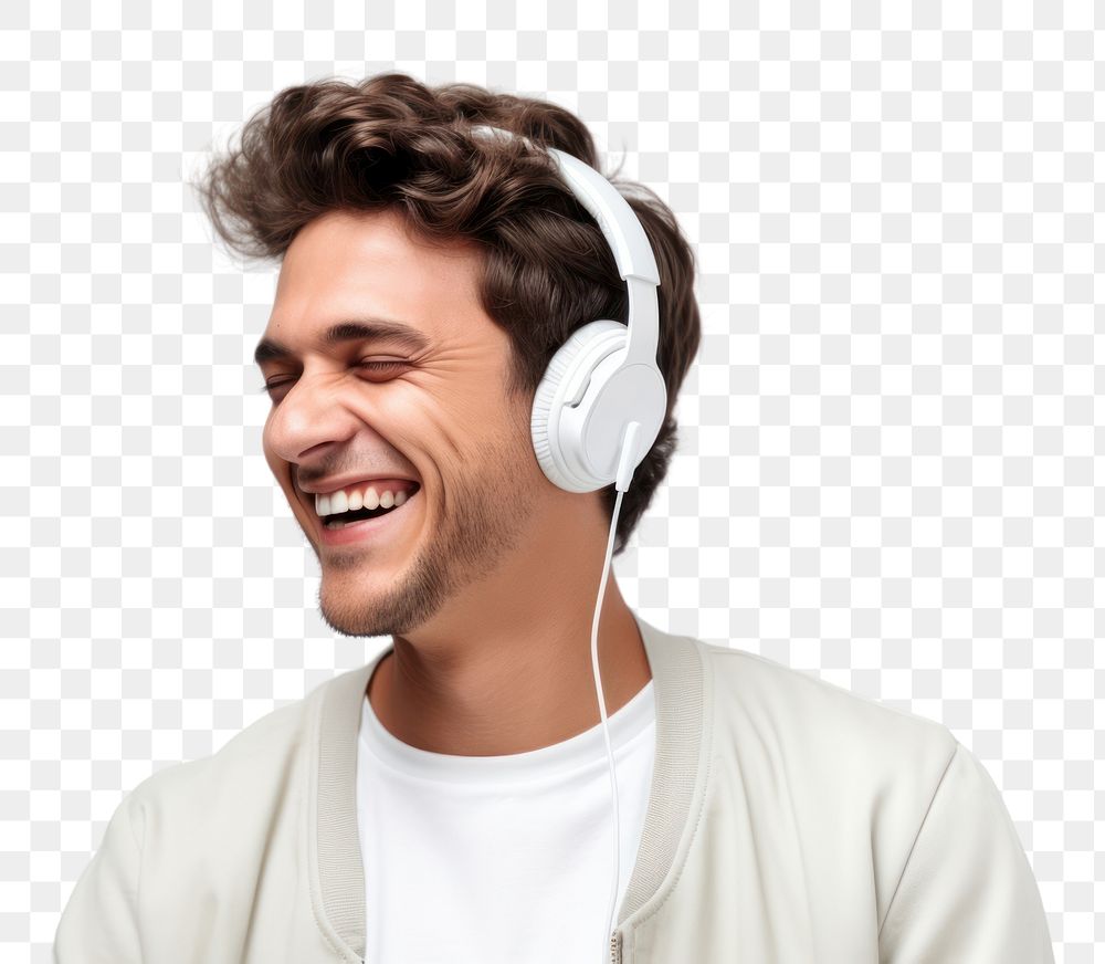 PNG Headphones listening laughing headset. | Premium PNG - rawpixel