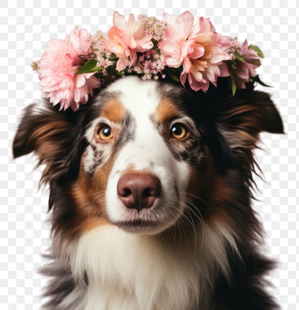 PNG Flower dog mammal animal. 