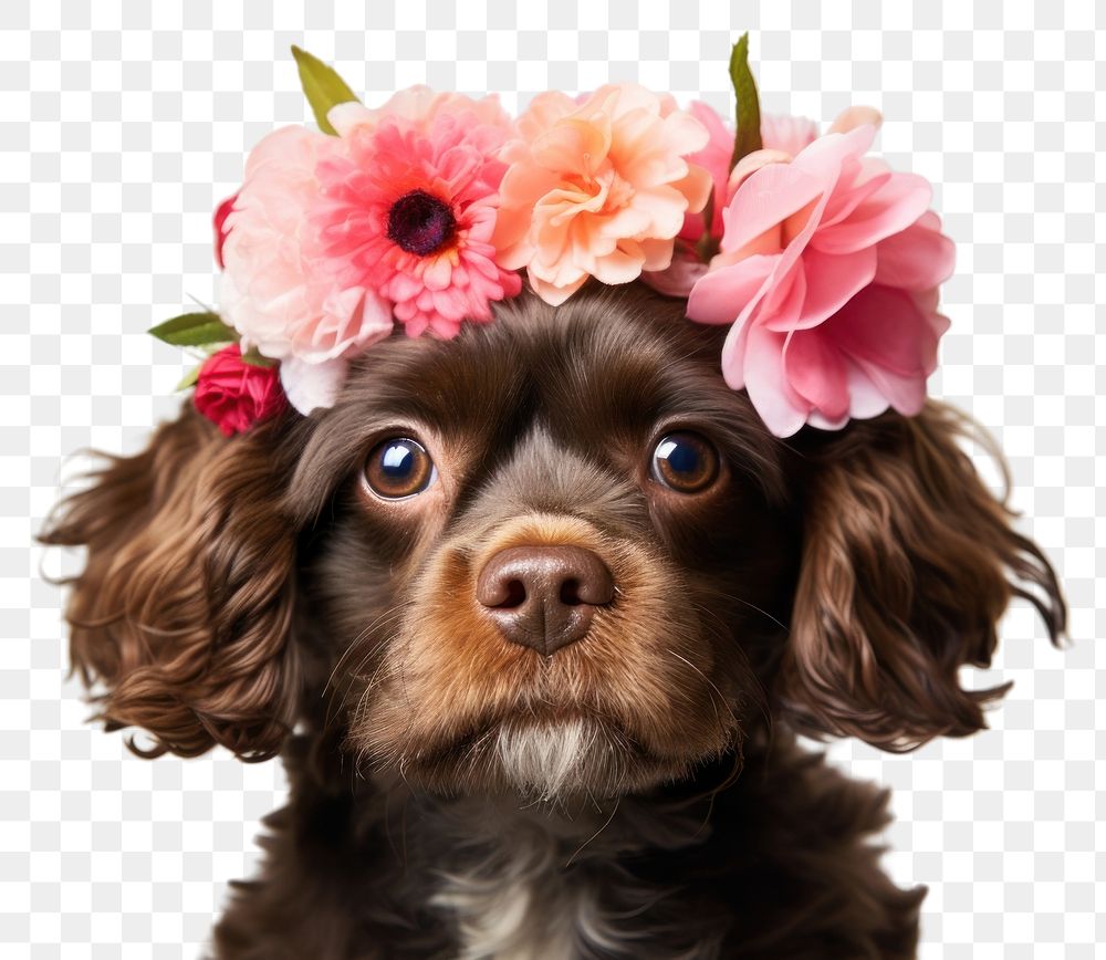 PNG Flower dog mammal animal. AI generated Image by rawpixel.