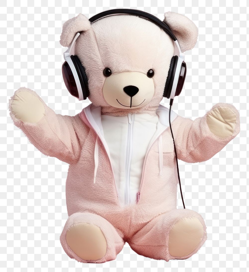 PNG Headphones headset bear toy. 