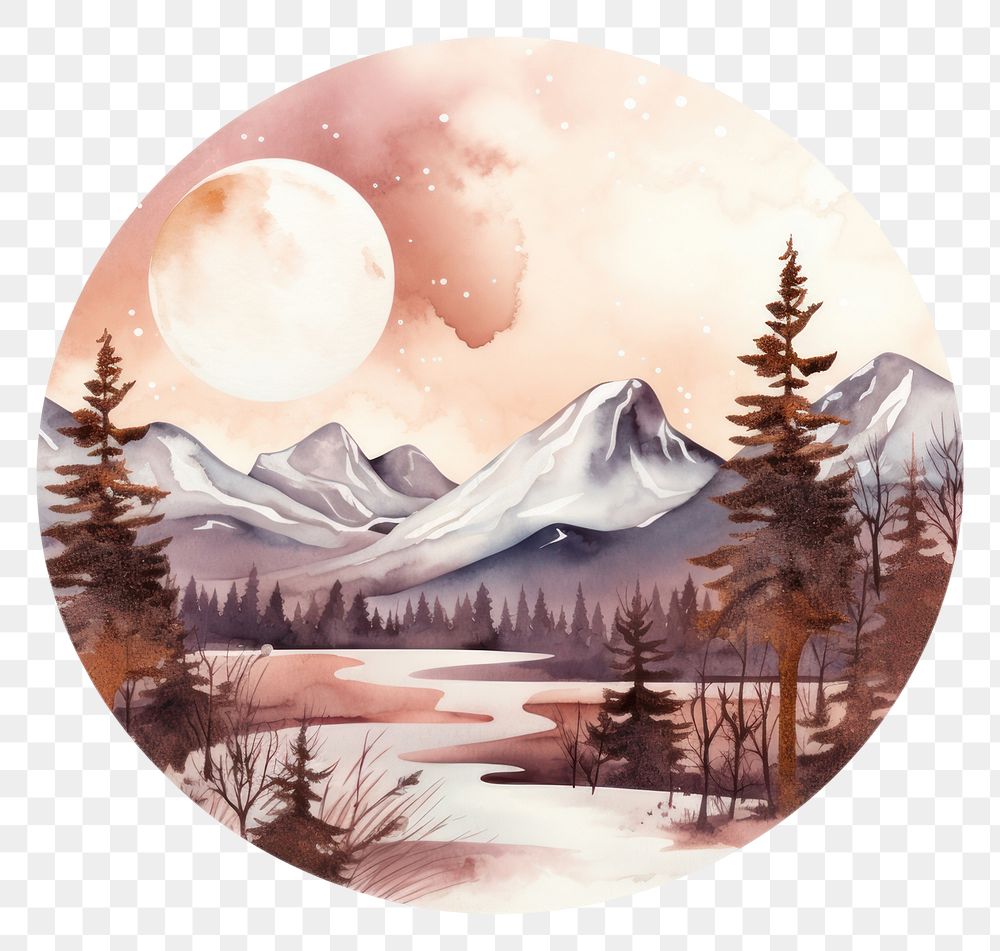 PNG Painting nature plant moon. AI generated Image by rawpixel.