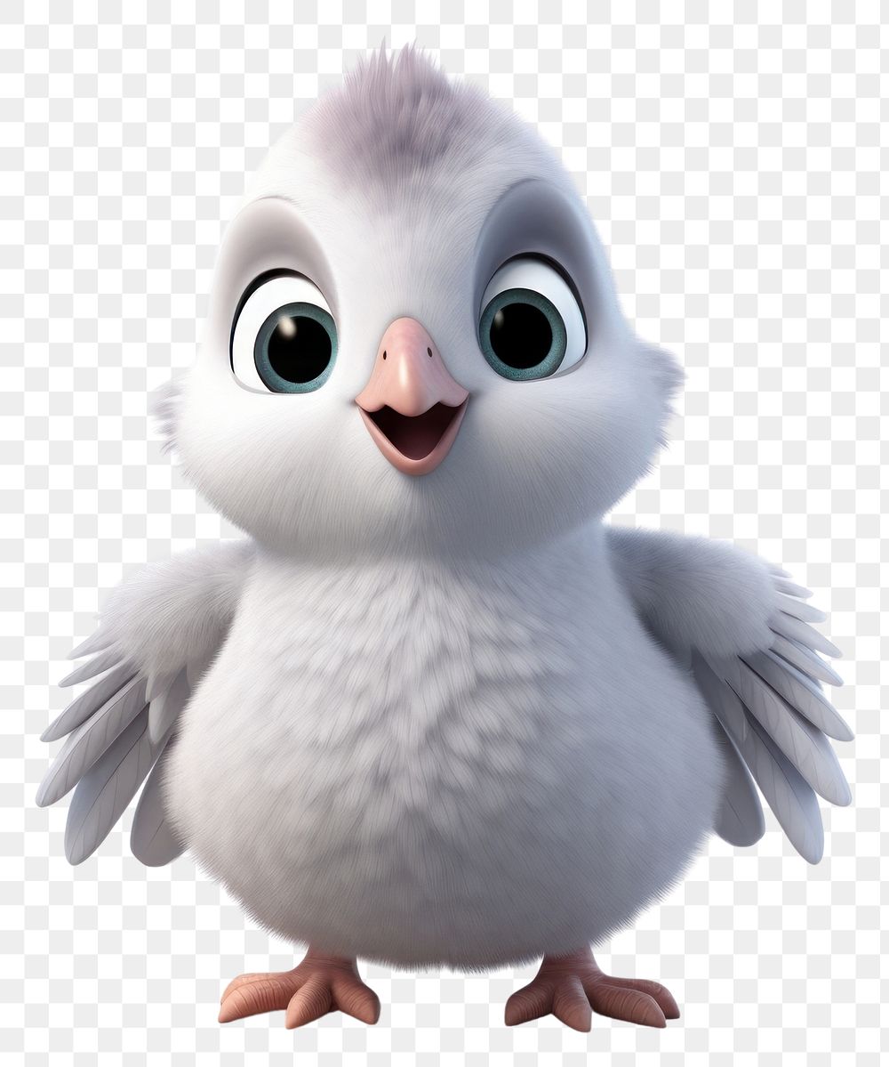 PNG Cartoon animal white bird. AI generated Image by rawpixel.