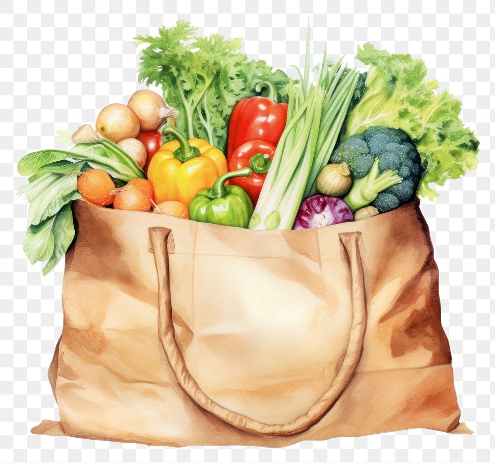 PNG Food bag cauliflower consumerism. 