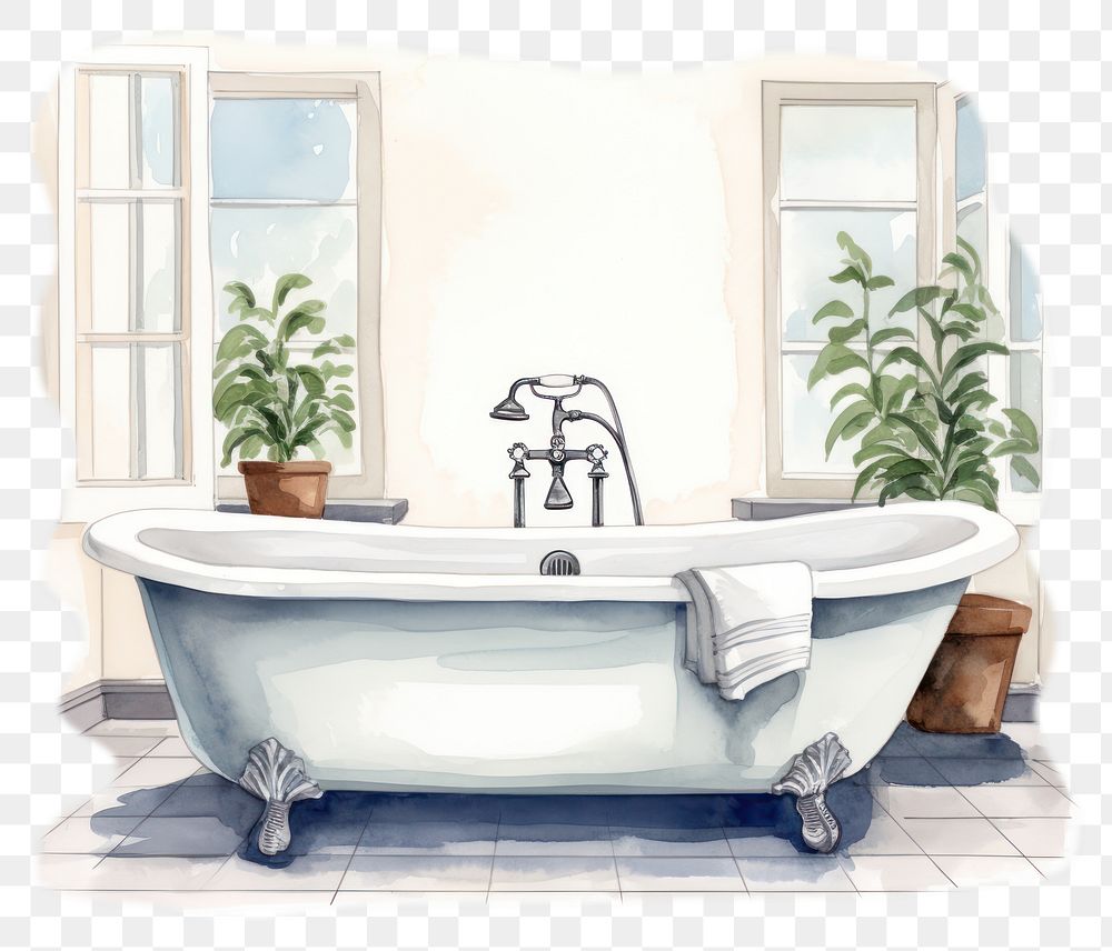 PNG Bathtub architecture houseplant flowerpot. AI generated Image by rawpixel.