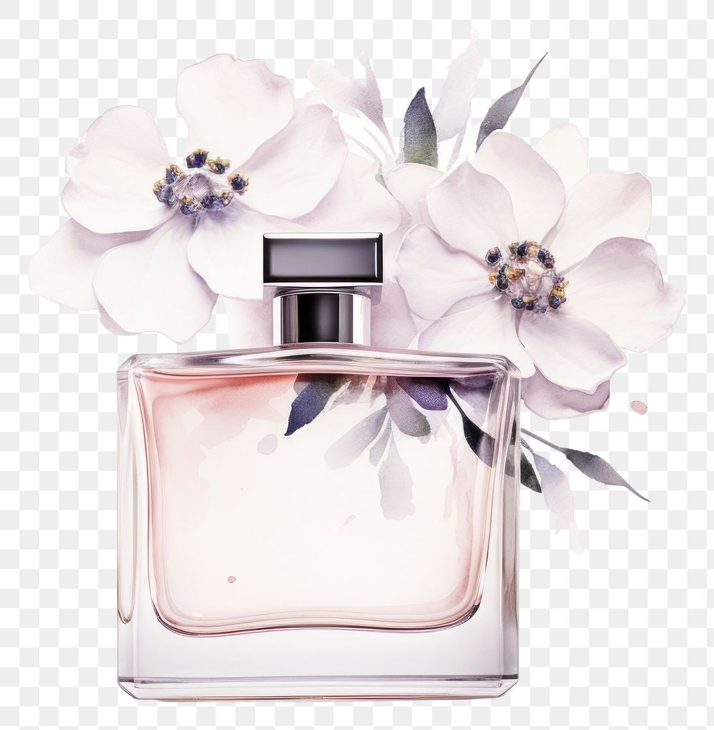 PNG Perfume flower cosmetics bottle. AI generated Image by rawpixel.