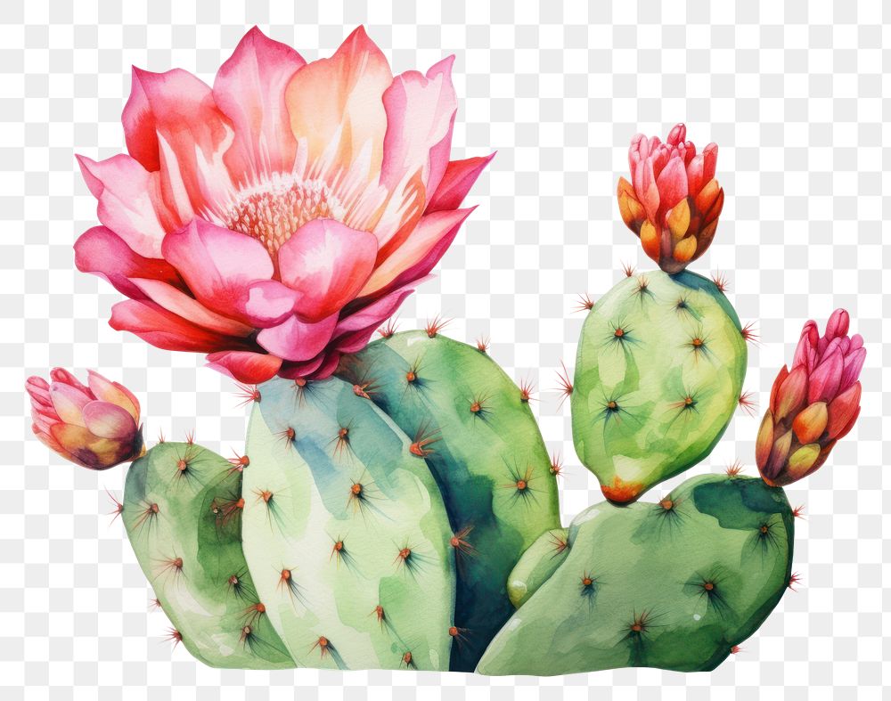 PNG Cactus flower plant inflorescence. AI generated Image by rawpixel.