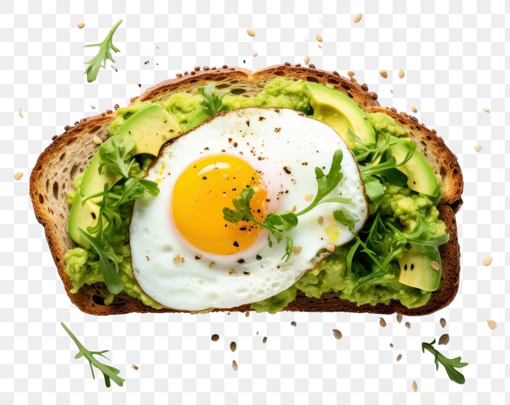 PNG Egg avocado food avocado toast. AI generated Image by rawpixel.