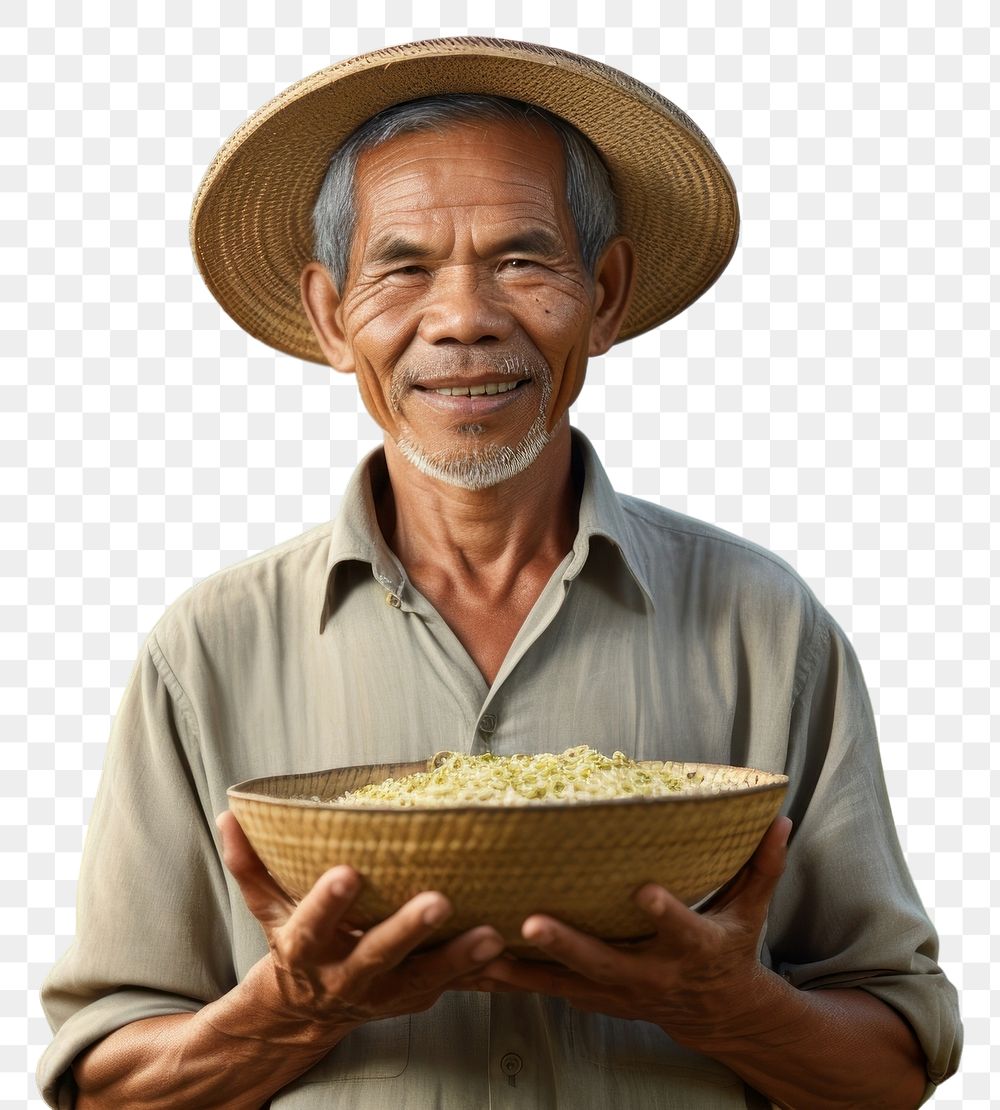 PNG Portrait farmer adult rice. 