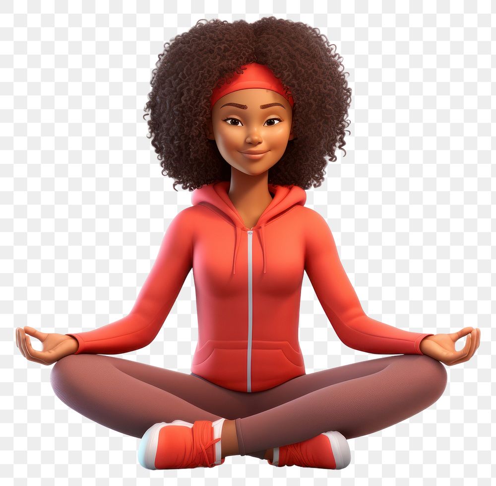 PNG Cartoon sports yoga cross-legged. AI generated Image by rawpixel.