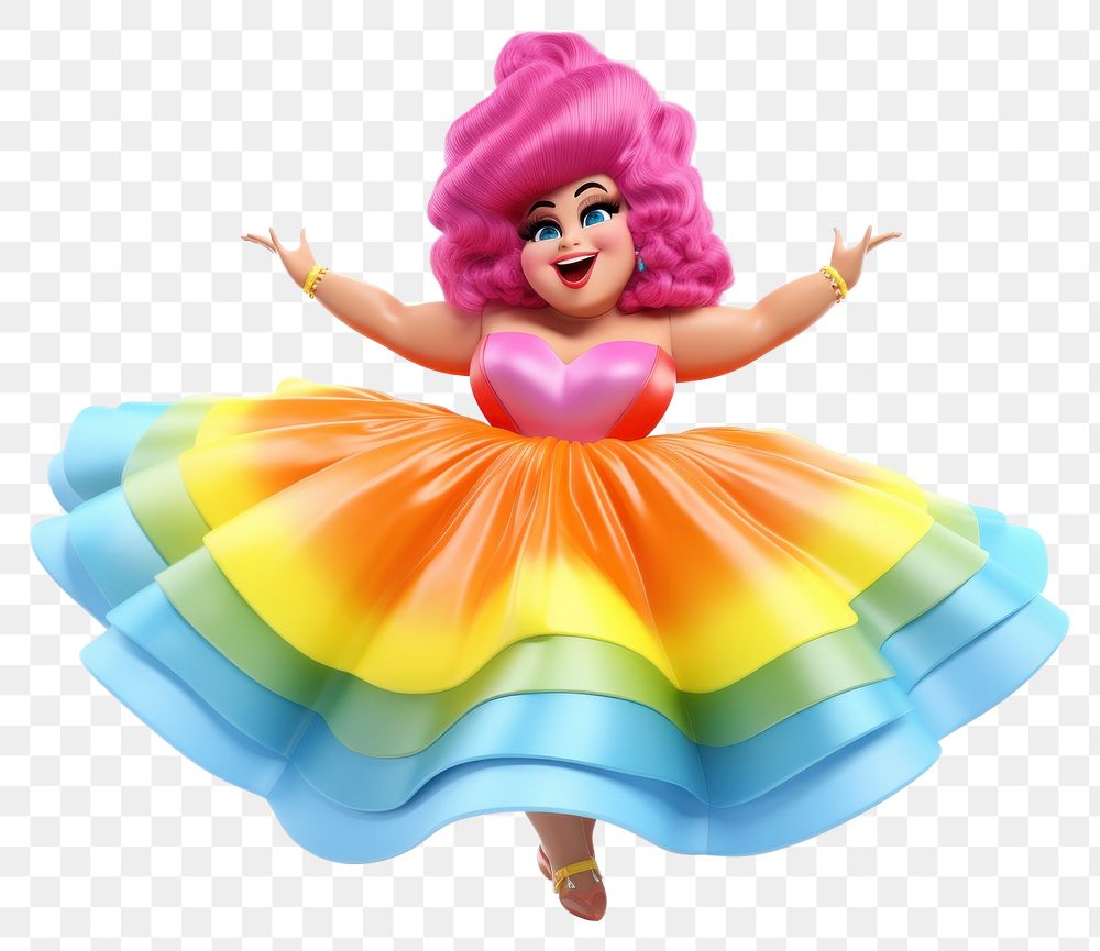 PNG Figurine rainbow cartoon dress. AI generated Image by rawpixel.