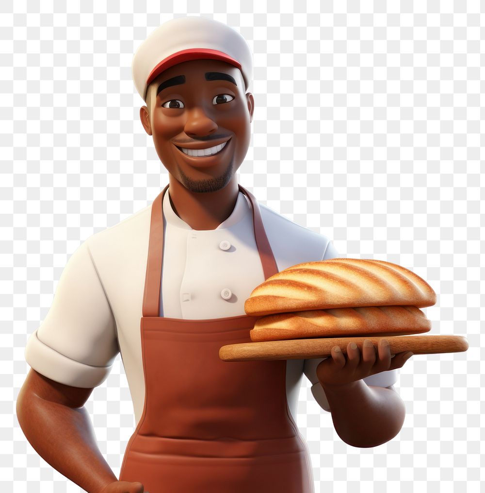 PNG Cartoon bread baker adult. AI generated Image by rawpixel.