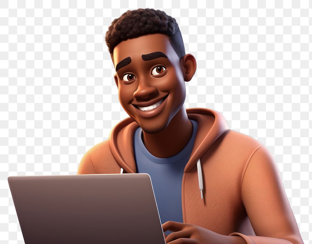 PNG Cartoon computer portrait smiling. 