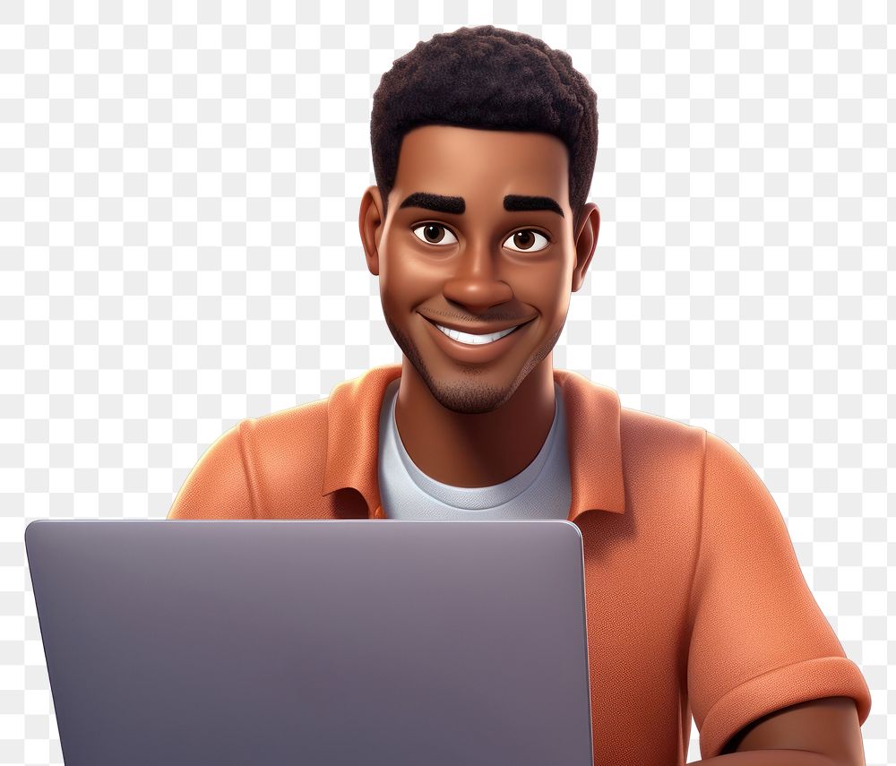 PNG Computer portrait smiling cartoon. 