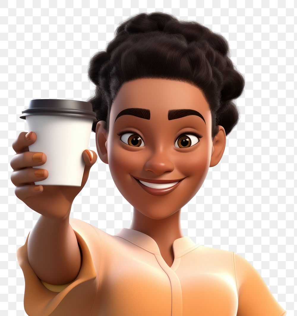 PNG Adult smiling cartoon coffee. AI generated Image by rawpixel.
