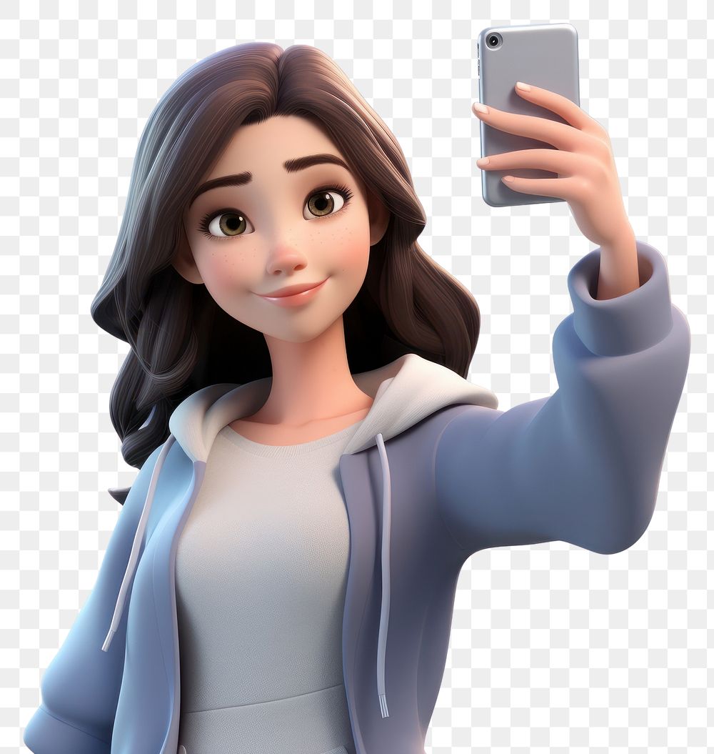PNG Cartoon selfie adult woman. AI generated Image by rawpixel.