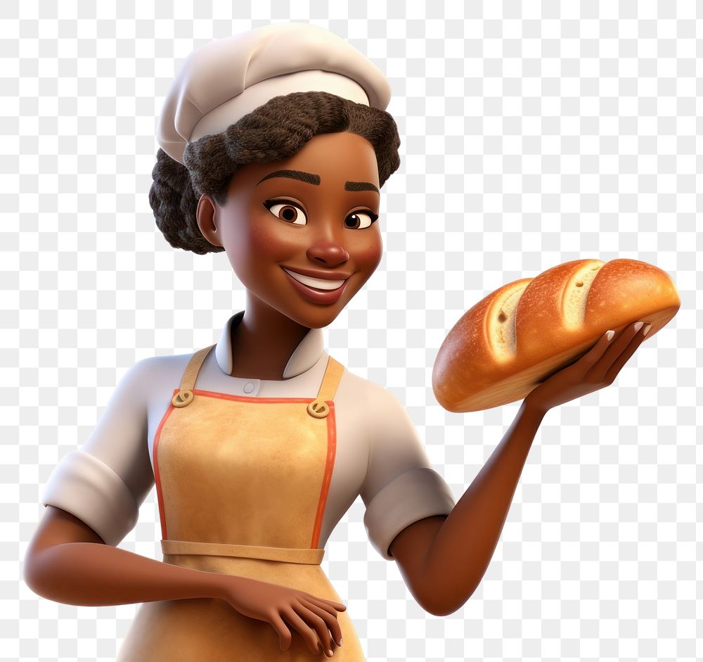 PNG Smiling cartoon female bread. AI generated Image by rawpixel.