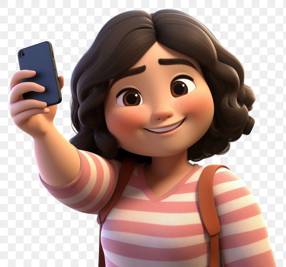 PNG Cartoon smiling selfie toy. AI generated Image by rawpixel.
