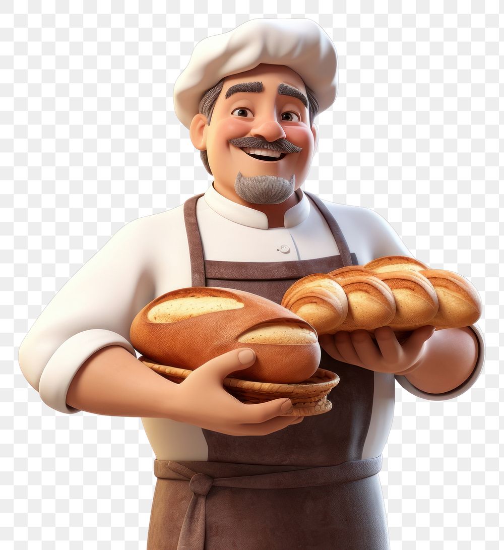 PNG Cartoon bread baker food. 