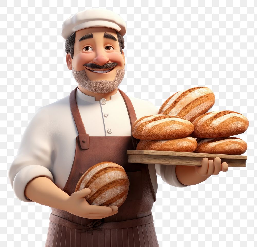 PNG Cartoon bread baker food. 