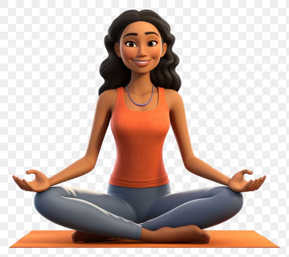 PNG Yoga sitting smiling cartoon. AI generated Image by rawpixel.