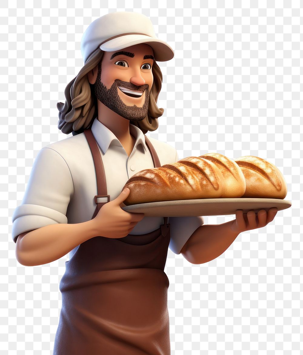 PNG Cartoon baker adult bread. AI generated Image by rawpixel.