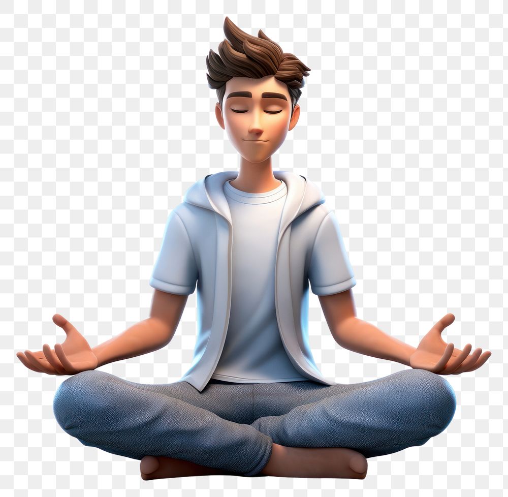 PNG Meditating sitting cartoon sports. AI generated Image by rawpixel.