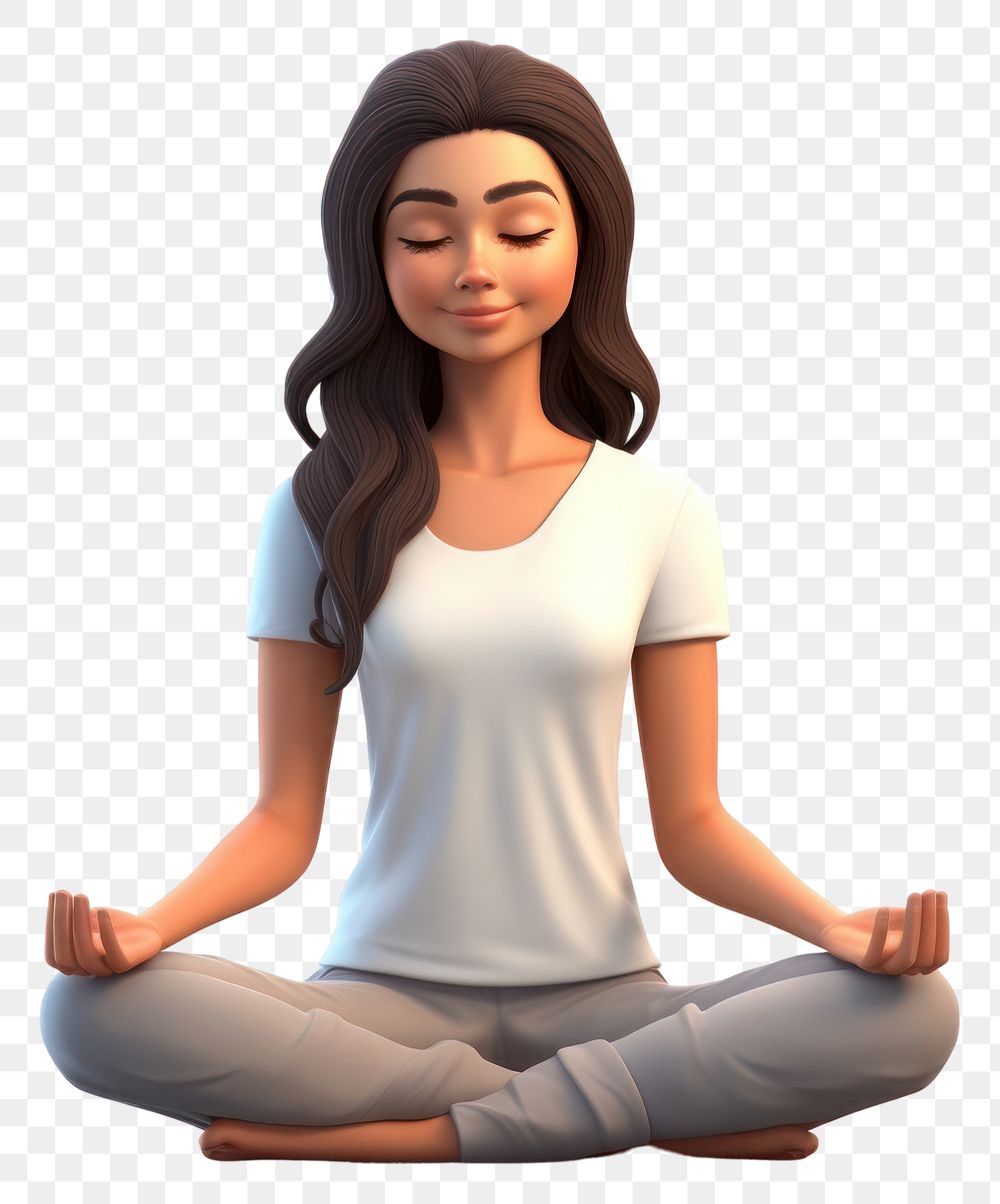 PNG Meditating sitting smiling cartoon. AI generated Image by rawpixel.