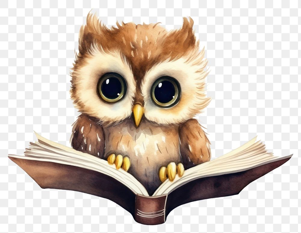 PNG Bird book owl intelligence transparent background
