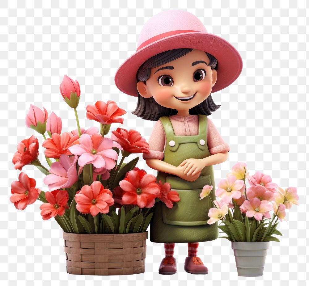 PNG Figurine flower plant doll. AI generated Image by rawpixel.