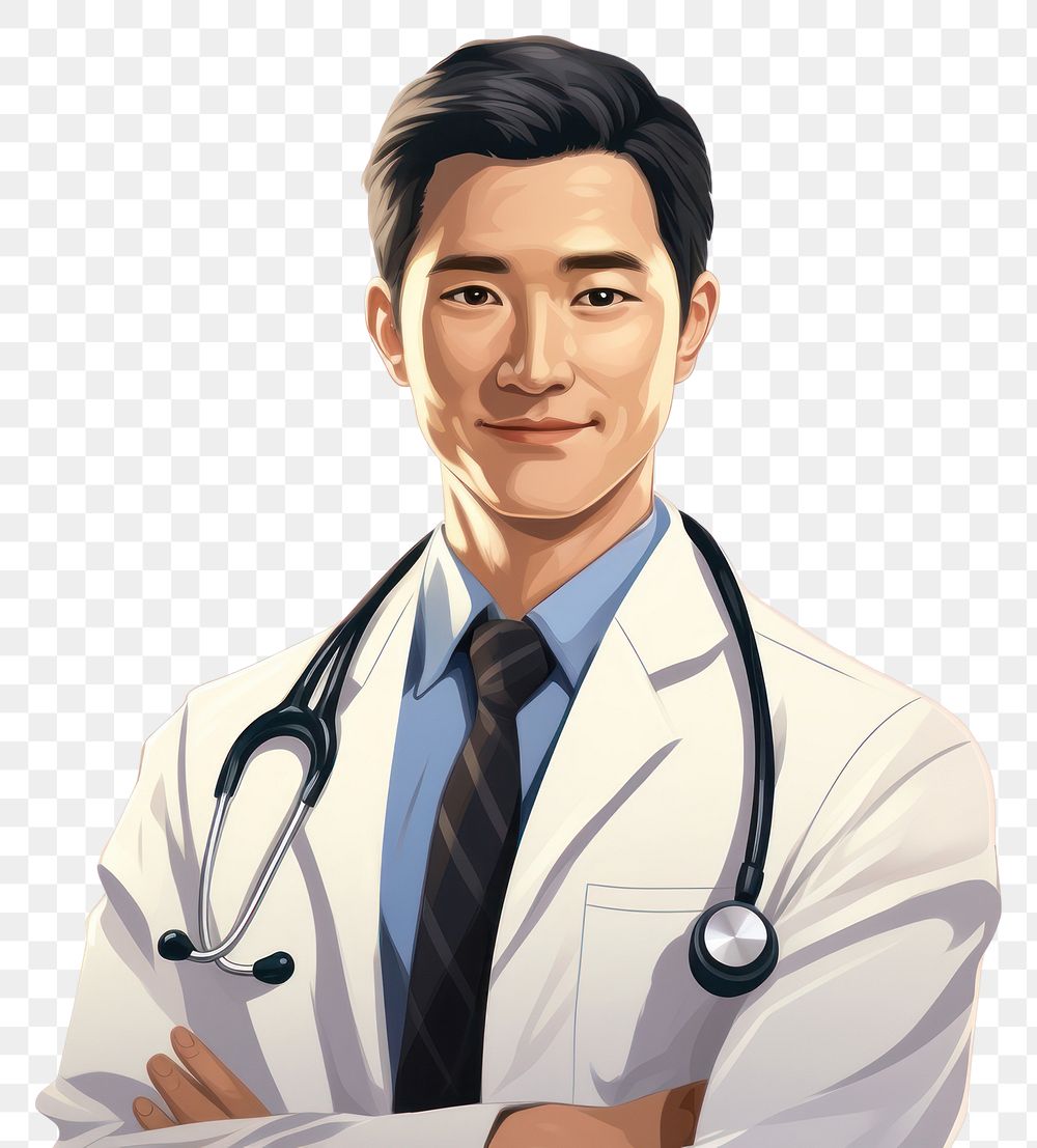 PNG Doctor smiling adult white background. AI generated Image by rawpixel.