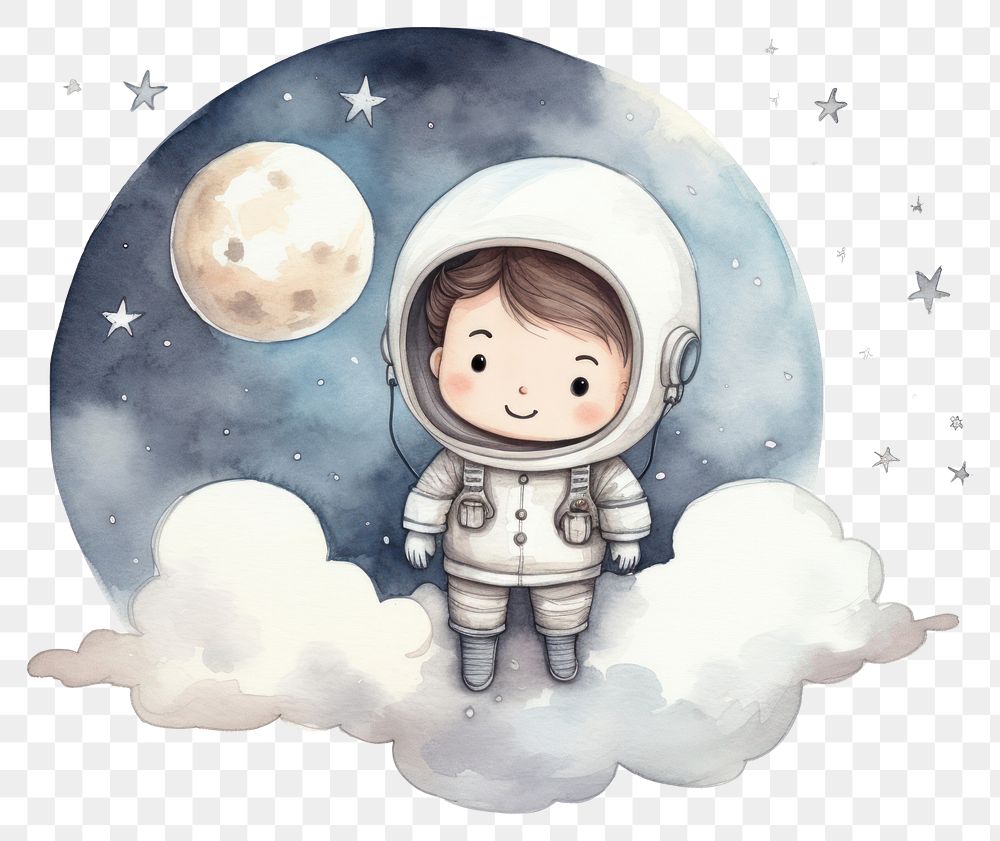PNG Astronaut cute moon art transparent background