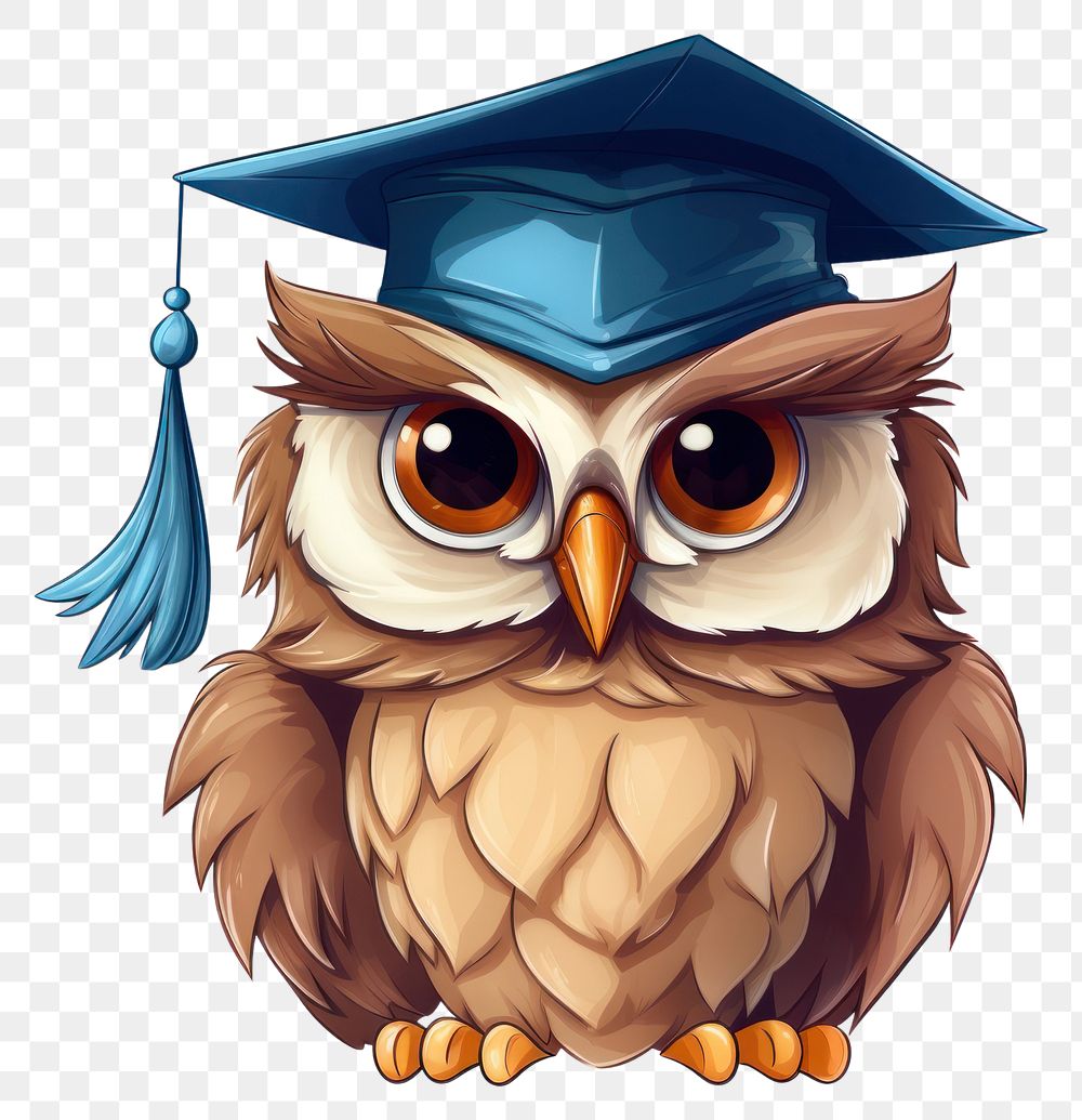 PNG Graduation bird owl intelligence transparent background