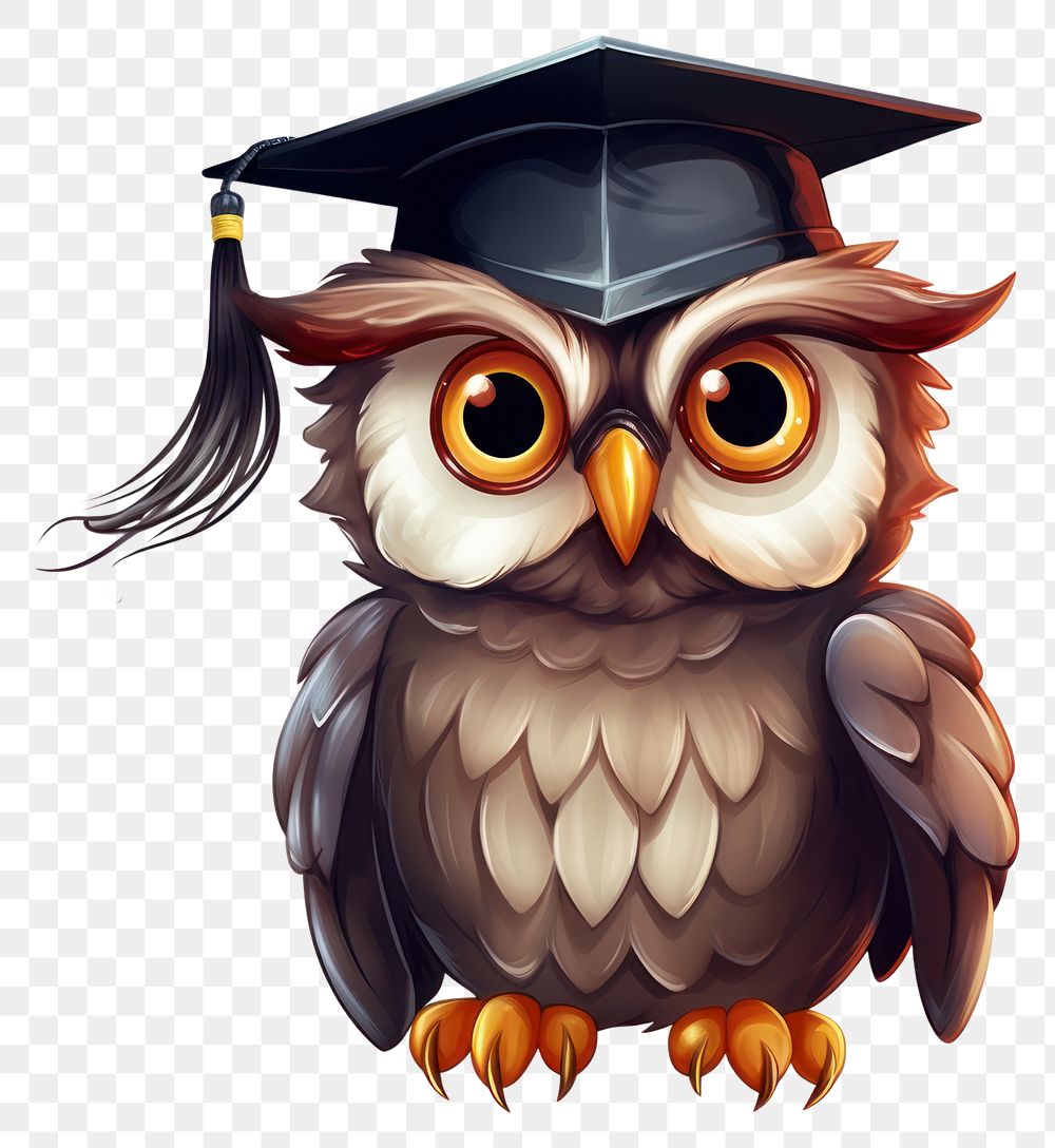 PNG Graduation bird owl intelligence transparent background