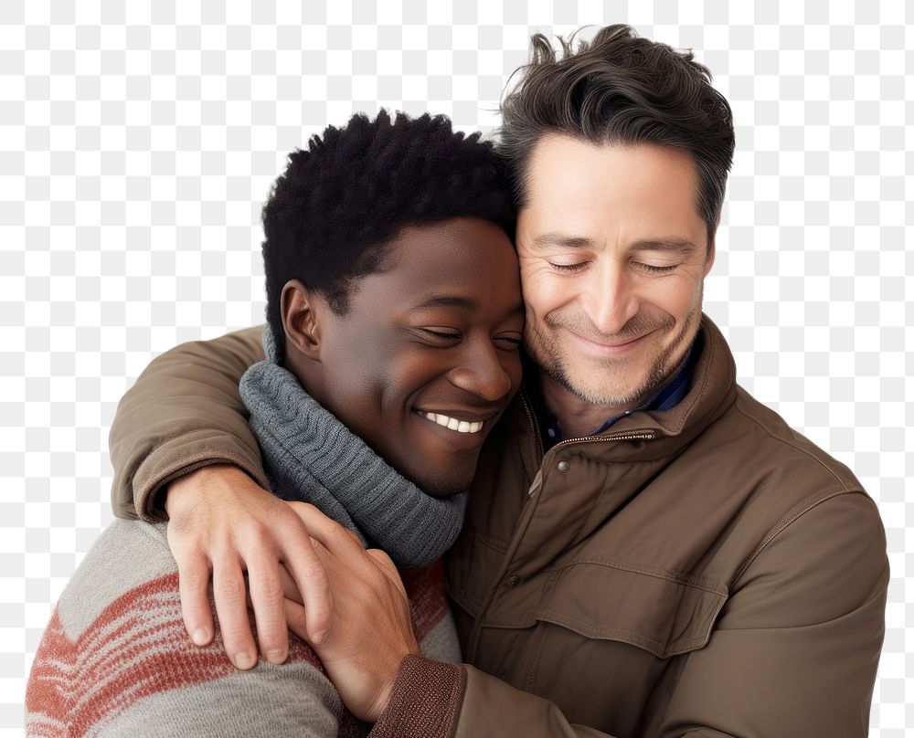 PNG Hugging laughing smile adult. AI generated Image by rawpixel.