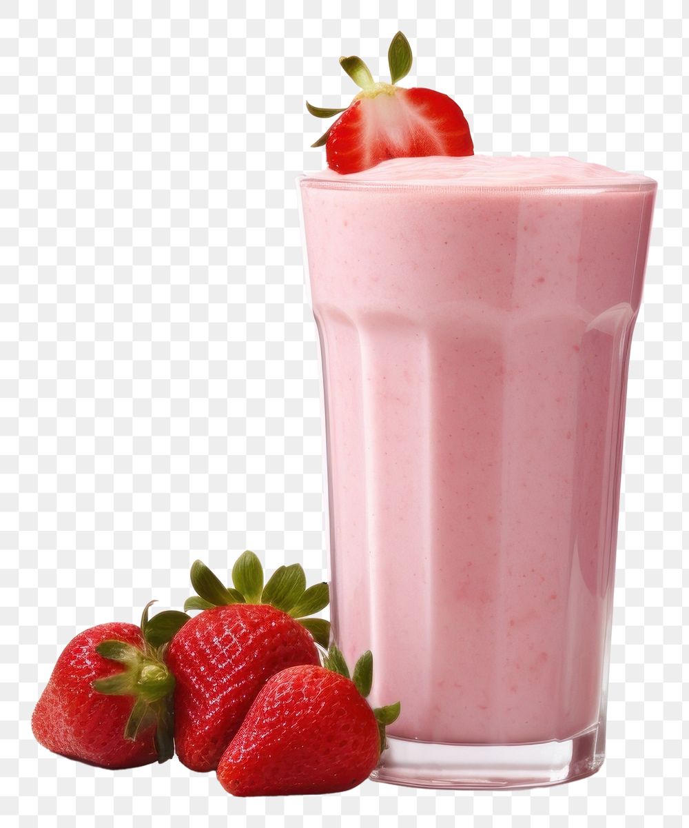PNG Strawberry milkshake smoothie fruit. AI generated Image by rawpixel.