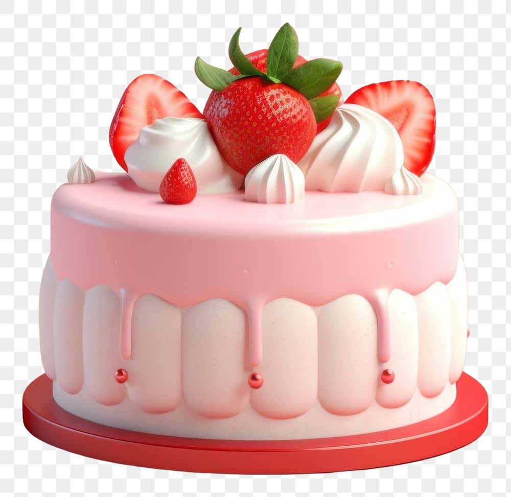 PNG Strawberry cake dessert fruit. AI generated Image by rawpixel.