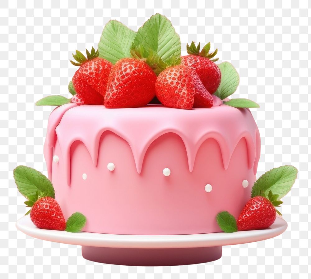 PNG Strawberry cake dessert fruit. AI generated Image by rawpixel.