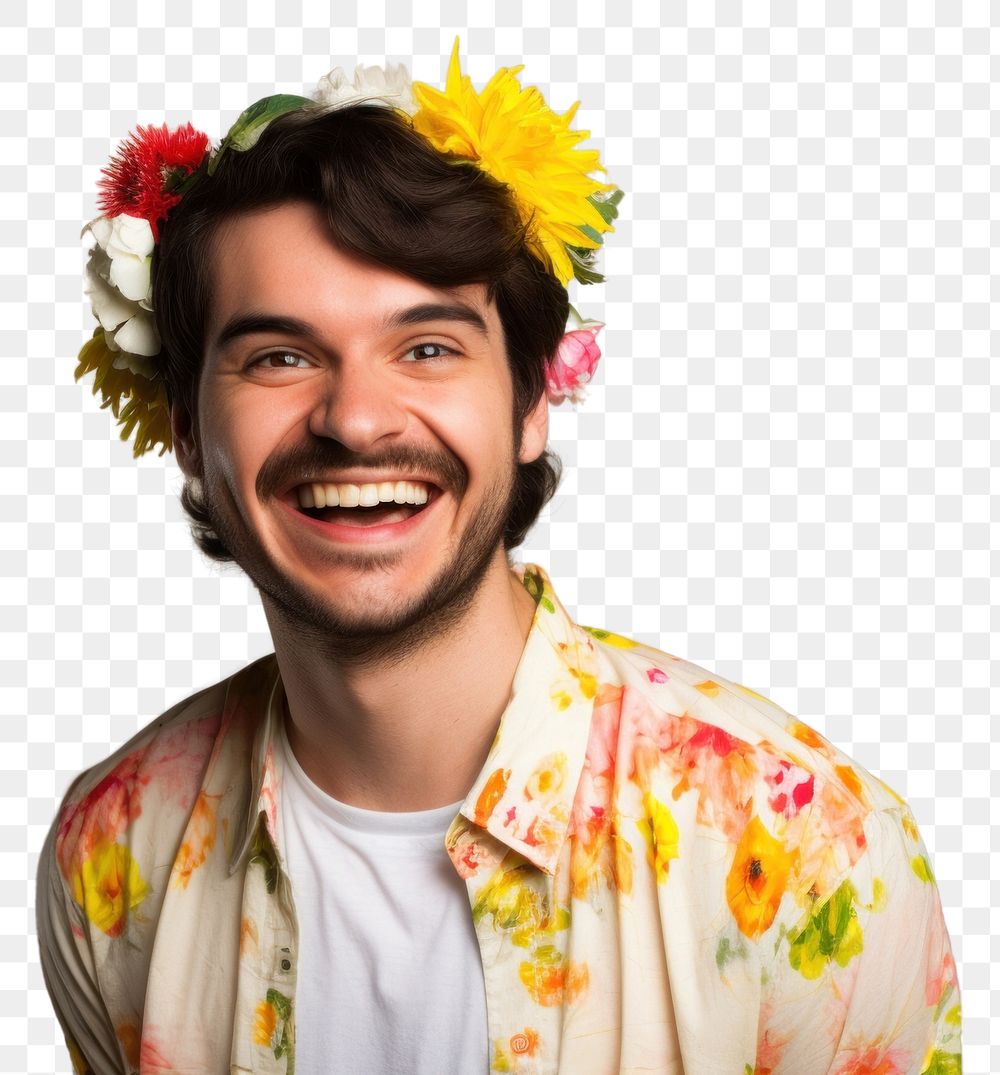 PNG Cheerful portrait laughing flower. 