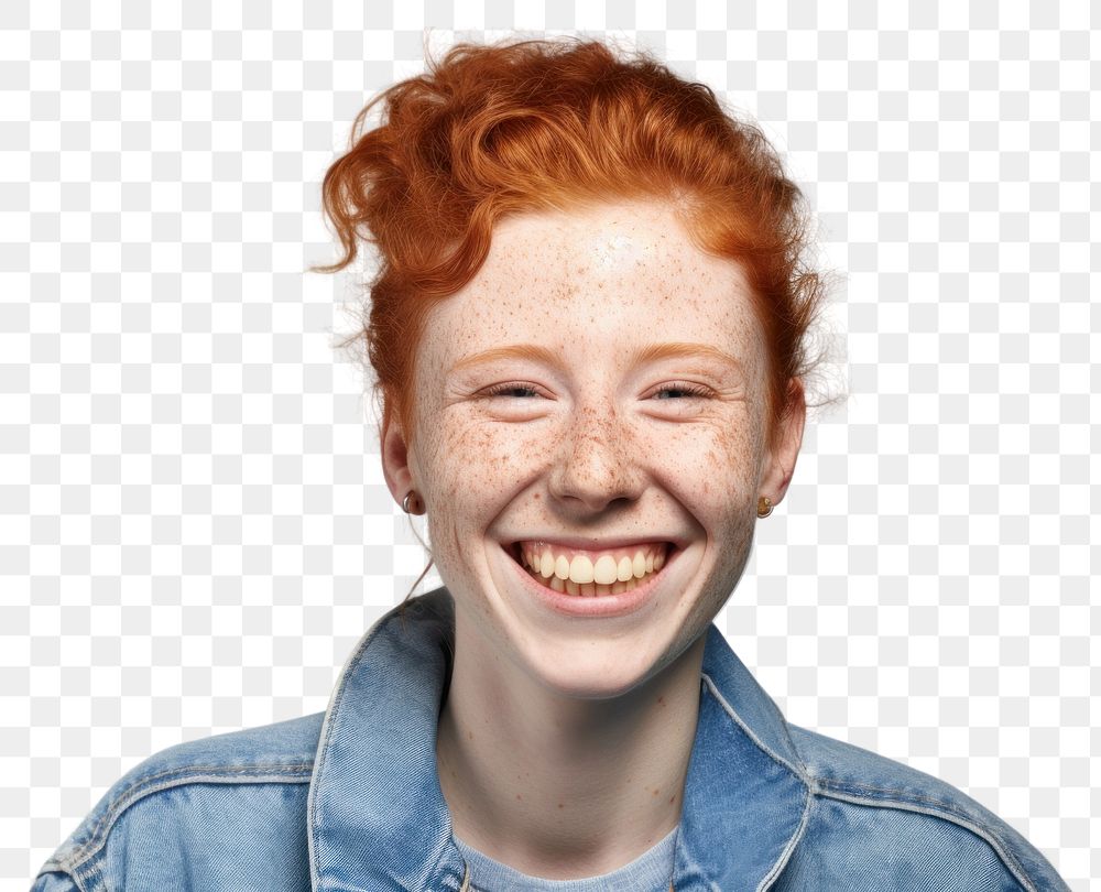 PNG Portrait laughing freckle smiling. AI generated Image by rawpixel.