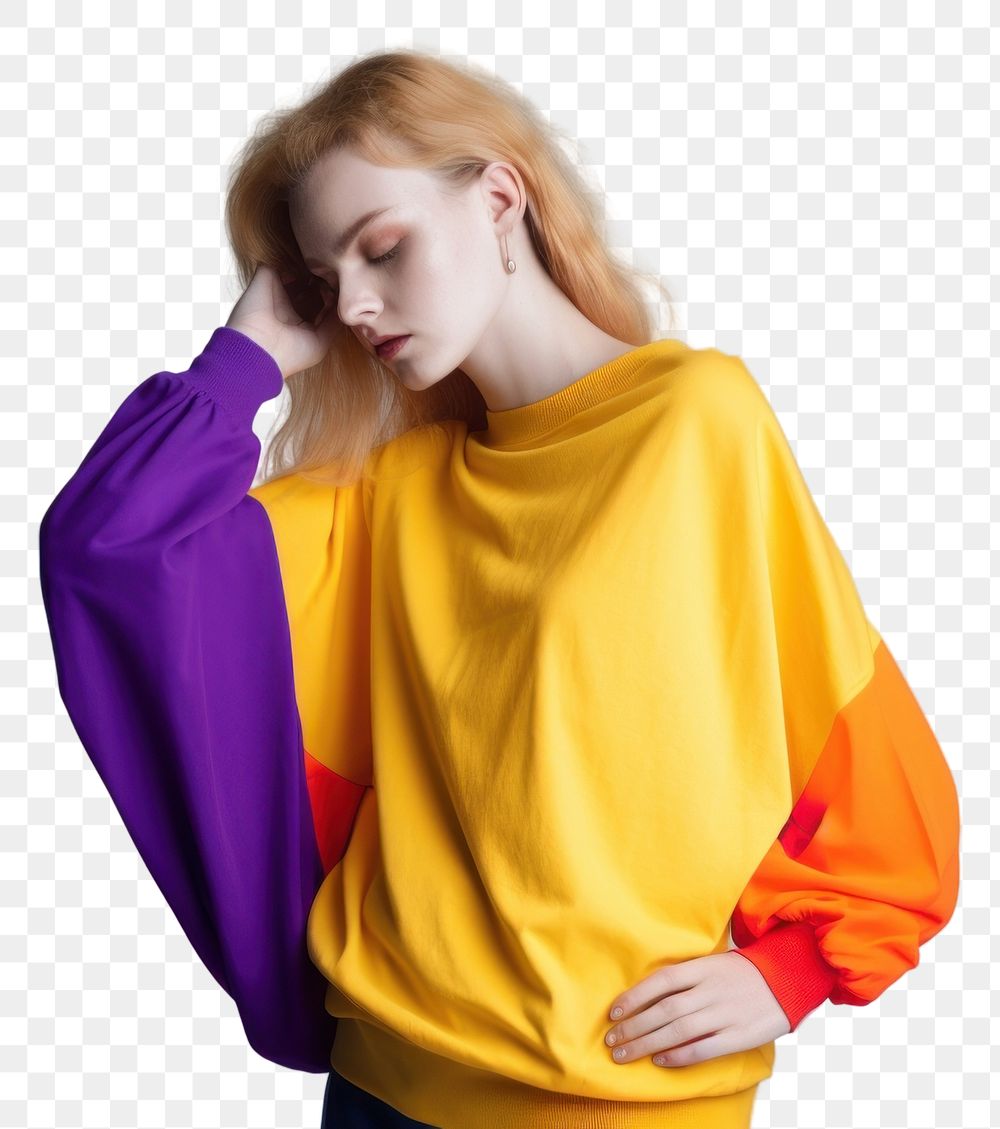 PNG Sweatshirt portrait fashion sleeve. AI generated Image by rawpixel.