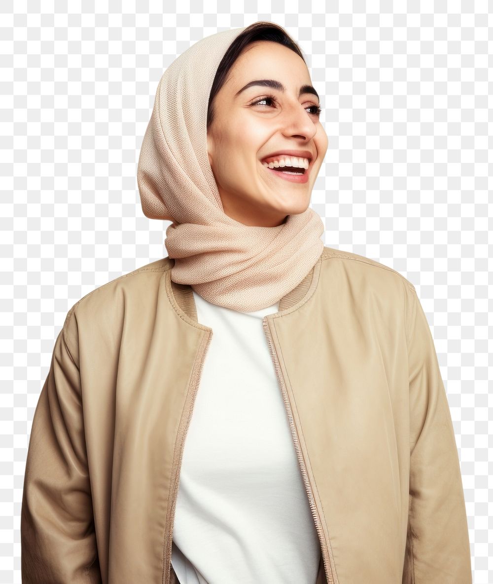 PNG Cheerful laughing scarf smile. AI generated Image by rawpixel.