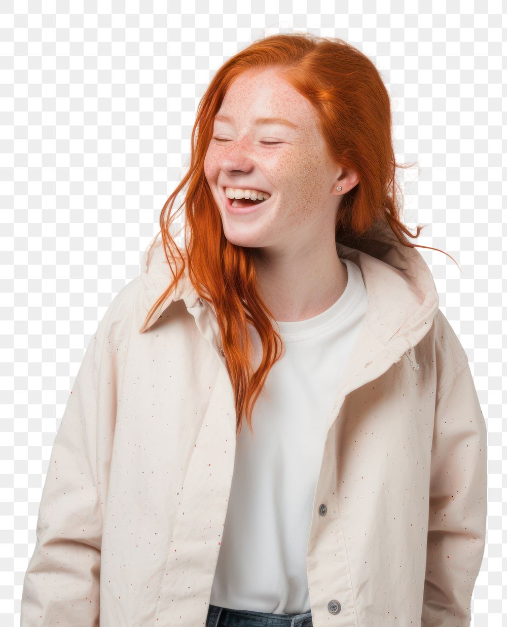 PNG Laughing cheerful freckle adult. AI generated Image by rawpixel.