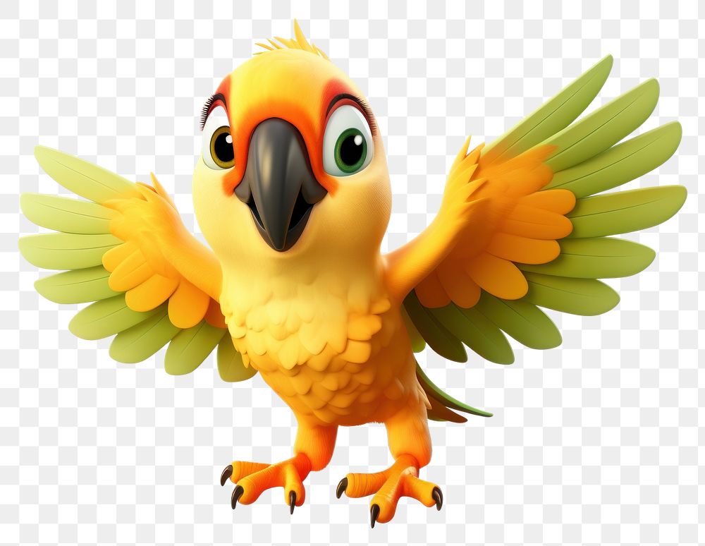 PNG Sun conure cartoon animal parrot. 